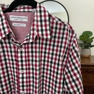 Mens Dress Shirt Button Down Checkered Plaid
